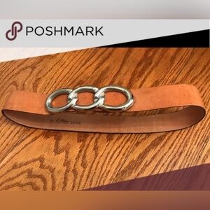 Calderon Tan Leather Belt with Silver Accents